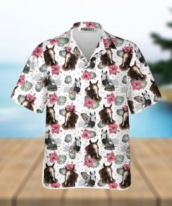Horse Heads With Flower Pattern Horse Shirts For Men Horse Tropical Hawaiian Shirt