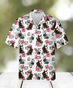 Horse Heads With Flower Pattern Horse Shirts For Men Horse Tropical Hawaiian Shirt