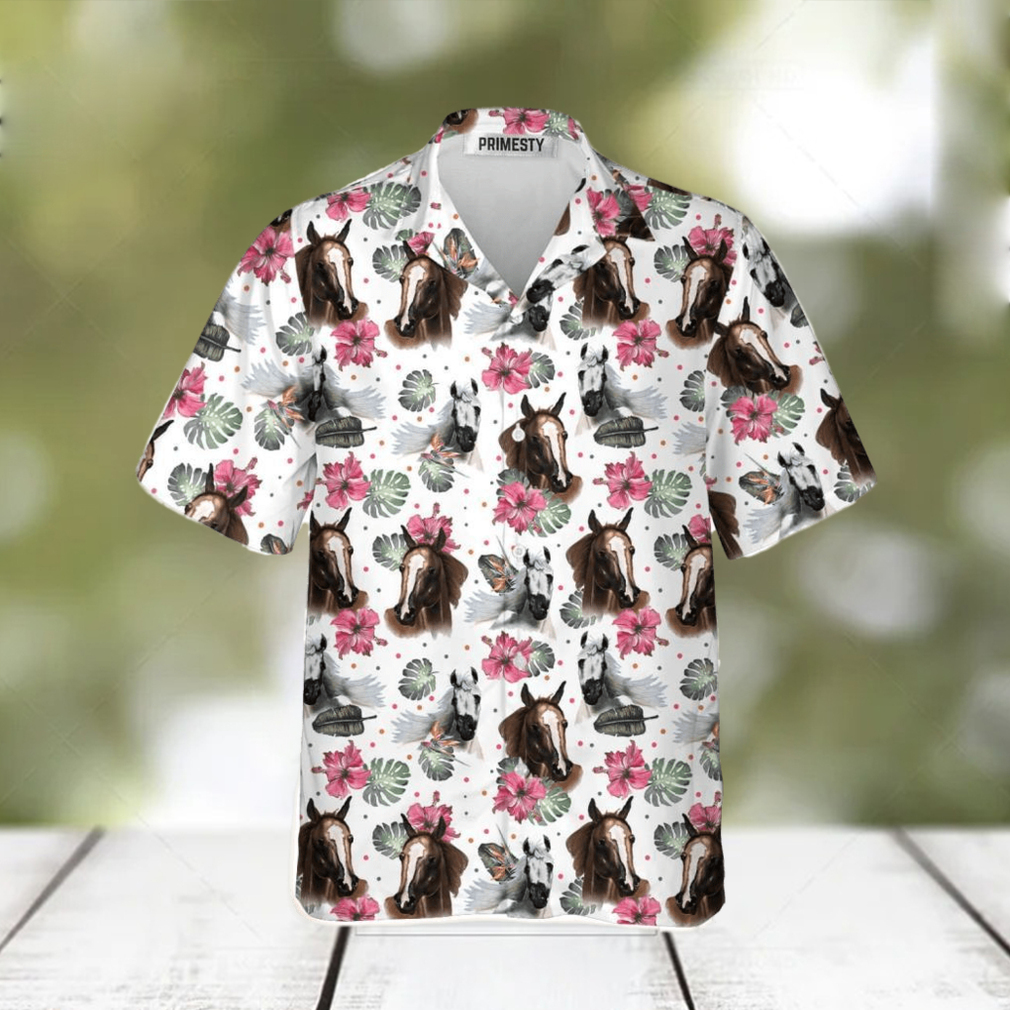 Horse Heads With Flower Pattern Horse Shirts For Men Horse Tropical Hawaiian Shirt Horse Heads With Flower Pattern Horse Shirts For Men Horse Tropical Hawaiian Shirt