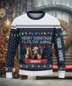 Horse Merry Christmas Ugly Sweater Xmas, Custom Horse Ugly Sweatshirt Gift For Farmer Horse Lover