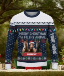 Horse Merry Christmas Ugly Sweater Xmas, Custom Horse Ugly Sweatshirt Gift For Farmer Horse Lover