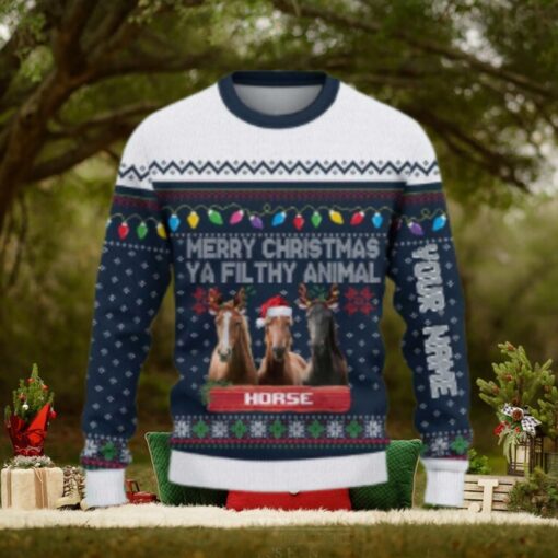 Horse Merry Christmas Ugly Sweater Xmas, Custom Horse Ugly Sweatshirt Gift For Farmer Horse Lover