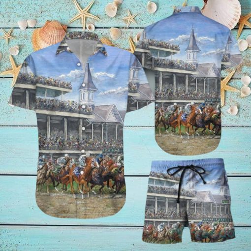 Horse Racing Hawaiian Shirt & Short For Men And Women