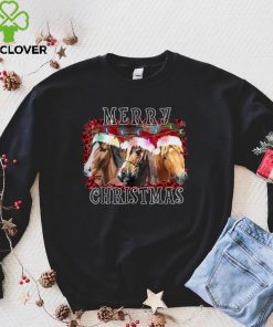 Horse Santa Hat Merry Chirstmas Horse Lover Horseback Riding T Shirt