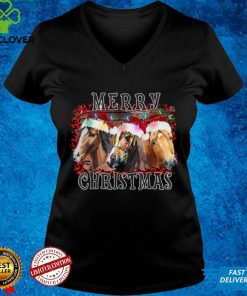 Horse Santa Hat Merry Chirstmas Horse Lover Horseback Riding T Shirt