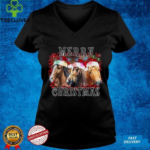 Horse Santa Hat Merry Chirstmas Horse Lover Horseback Riding T Shirt