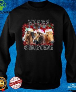 Horse Santa Hat Merry Chirstmas Horse Lover Horseback Riding T Shirt