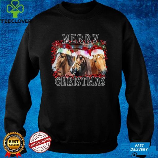 Horse Santa Hat Merry Chirstmas Horse Lover Horseback Riding T Shirt