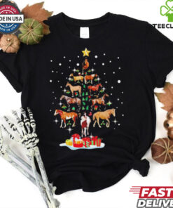 Horse tree Christmas Horses lovers shirt