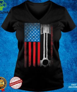 Horsepower Vintage Auto USA US American Flag Piston Racing T Shirt