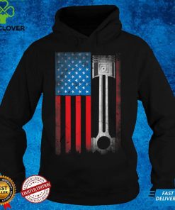 Horsepower Vintage Auto USA US American Flag Piston Racing T Shirt