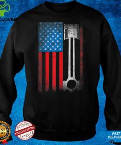 Horsepower Vintage Auto USA US American Flag Piston Racing T Shirt