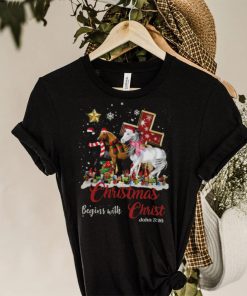 Horses Santa Christmas Begins With Christ shirt