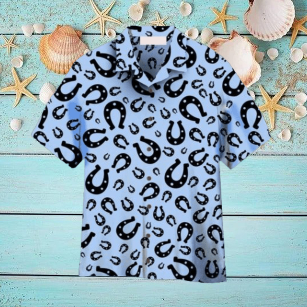 Horseshoes Light Blue Hawaiian Shirt Horseshoes Light Blue Hawaiian Shirt