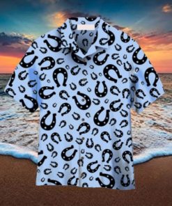 Horseshoes Light Blue Hawaiian Shirt