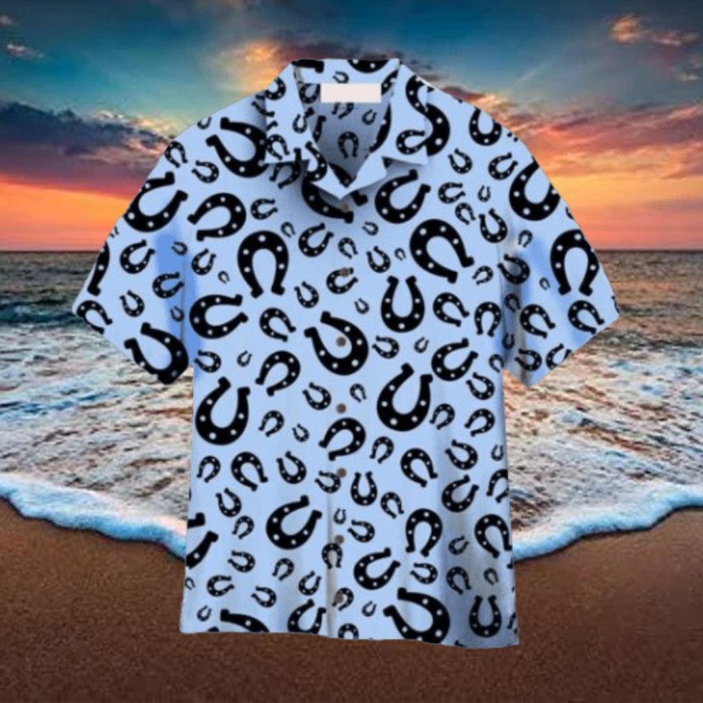 Horseshoes Light Blue Hawaiian Shirt Horseshoes Light Blue Hawaiian Shirt