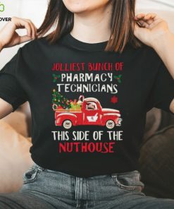 Hot Jolliest Bunch Of Pharmacy Technician This Side Of Nuthouse Car Red Xmas Shirt