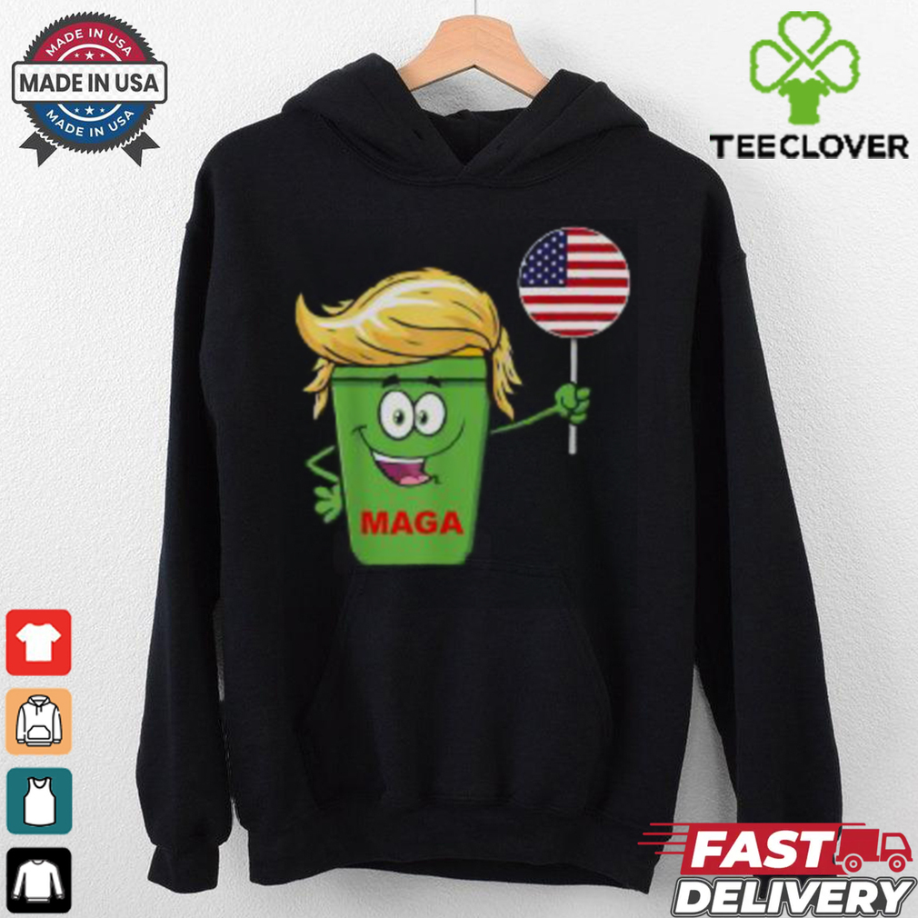 Hot Trump Maga Cartoon Garbage Can American Flag T Shirt Hot Trump Maga Cartoon Garbage Can American Flag T Shirt
