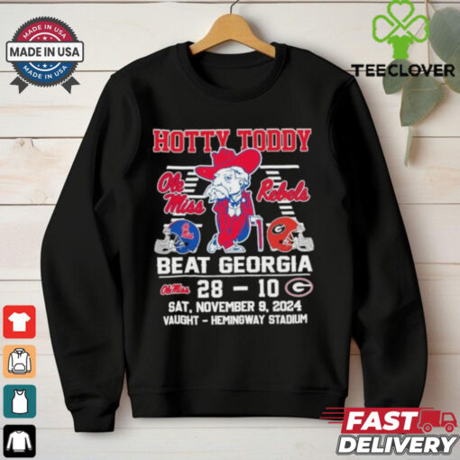 Hotty Toddy Ole Miss Rebels Beat Georgia Bulldogs 28 10 Shirt