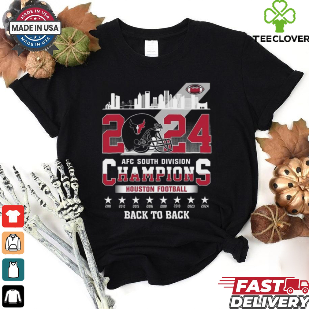 Houston American Football 2024 AFC South Champions Back To Back Skyline Helmet shirt Houston American Football 2024 AFC South Champions Back To Back Skyline Helmet shirt