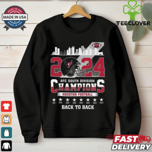 Houston American Football 2024 AFC South Champions Back To Back Skyline Helmet shirt