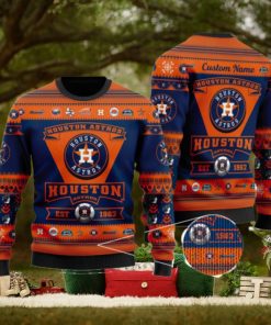 Houston Astros Logo Custom Name For Football Fans Ugly Christmas Sweater Christmas Gift