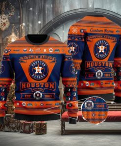 Houston Astros Logo Custom Name For Football Fans Ugly Christmas Sweater Christmas Gift