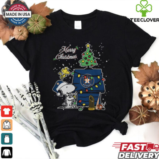 Houston Astros Merry Christmas With Snoopy Baby T Shirt