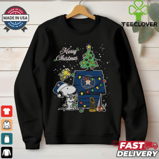 Houston Astros Merry Christmas With Snoopy Baby T Shirt