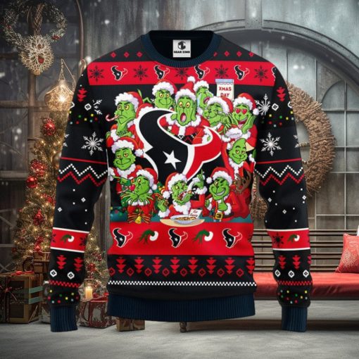Houston Texans 12 Grinch Xmas Day Christmas Ugly Sweater