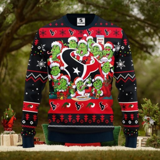 Houston Texans 12 Grinch Xmas Day Christmas Ugly Sweater