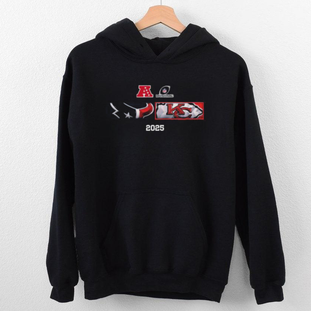 Houston Texans And Kansas City Chiefs Matchup 2025 AFC Divisional Round Head To Head Logo Unisex T Shirt Houston Texans And Kansas City Chiefs Matchup 2025 AFC Divisional Round Head To Head Logo Unisex T Shirt