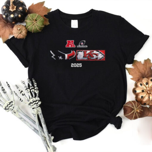 Houston Texans And Kansas City Chiefs Matchup 2025 AFC Divisional Round Head To Head Logo Unisex T Shirt