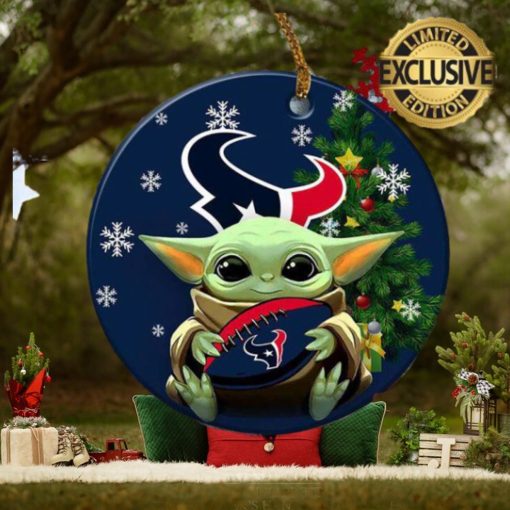 Houston Texans Baby Yoda NFL Personalized Xmas Holiday 2023 Gifts Christmas Decorations Ornament