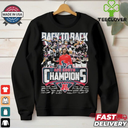 Houston Texans Back To Back 2023 2024 AFC South Champions T Shirt