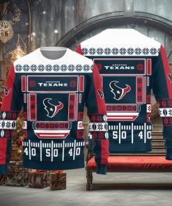 Houston Texans Christmas Ball Snowfalke Pattern Knitted Sweater