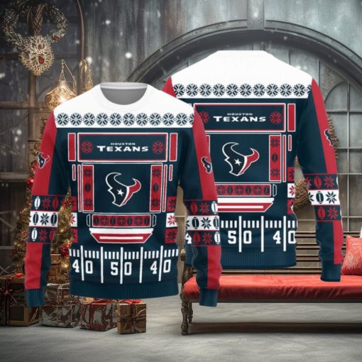 Houston Texans Christmas Ball Snowfalke Pattern Knitted Sweater
