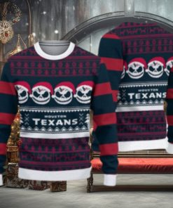 Houston Texans Christmas Reindeer Pattern Knitted Ugly Christmas Sweater AOP Gift For Men And Women
