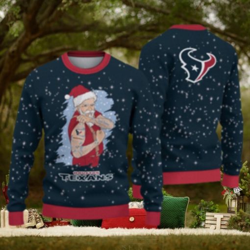 Houston Texans Christmas Santa Claus Tattoo Ugly Christmas Sweater Cute Christmas Gift