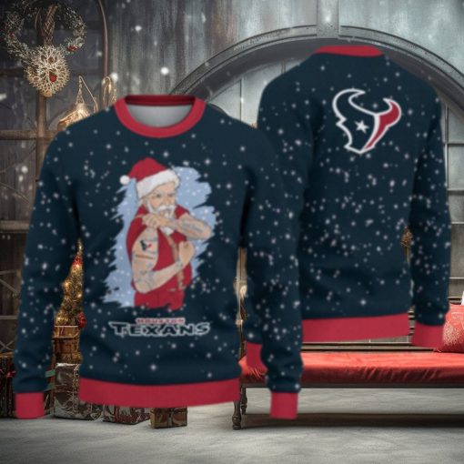 Houston Texans Christmas Santa Claus Tattoo Ugly Christmas Sweater Cute Christmas Gift