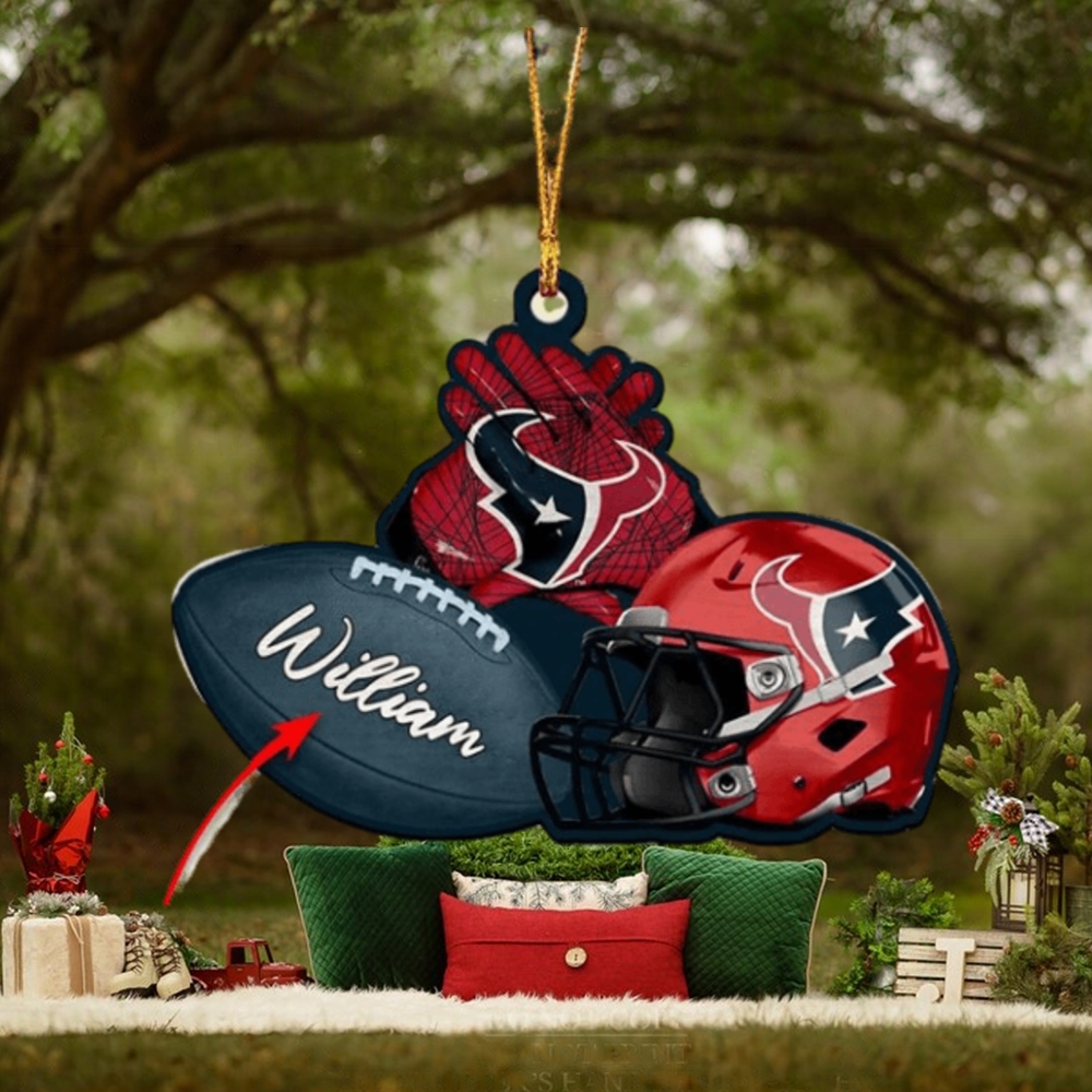 Houston Texans Custom NFL Custom Name Rugby Ball Helmet Custom Shape Christmas Ornament Houston Texans Custom NFL Custom Name Rugby Ball Helmet Custom Shape Christmas Ornament
