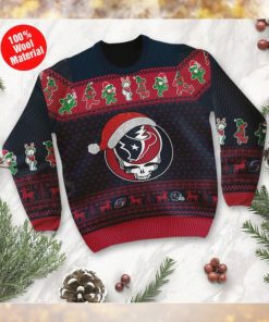 Houston Texans Grateful Dead SKull And Bears Custom Name Ugly Sweater NFL Football Christmas Shirt