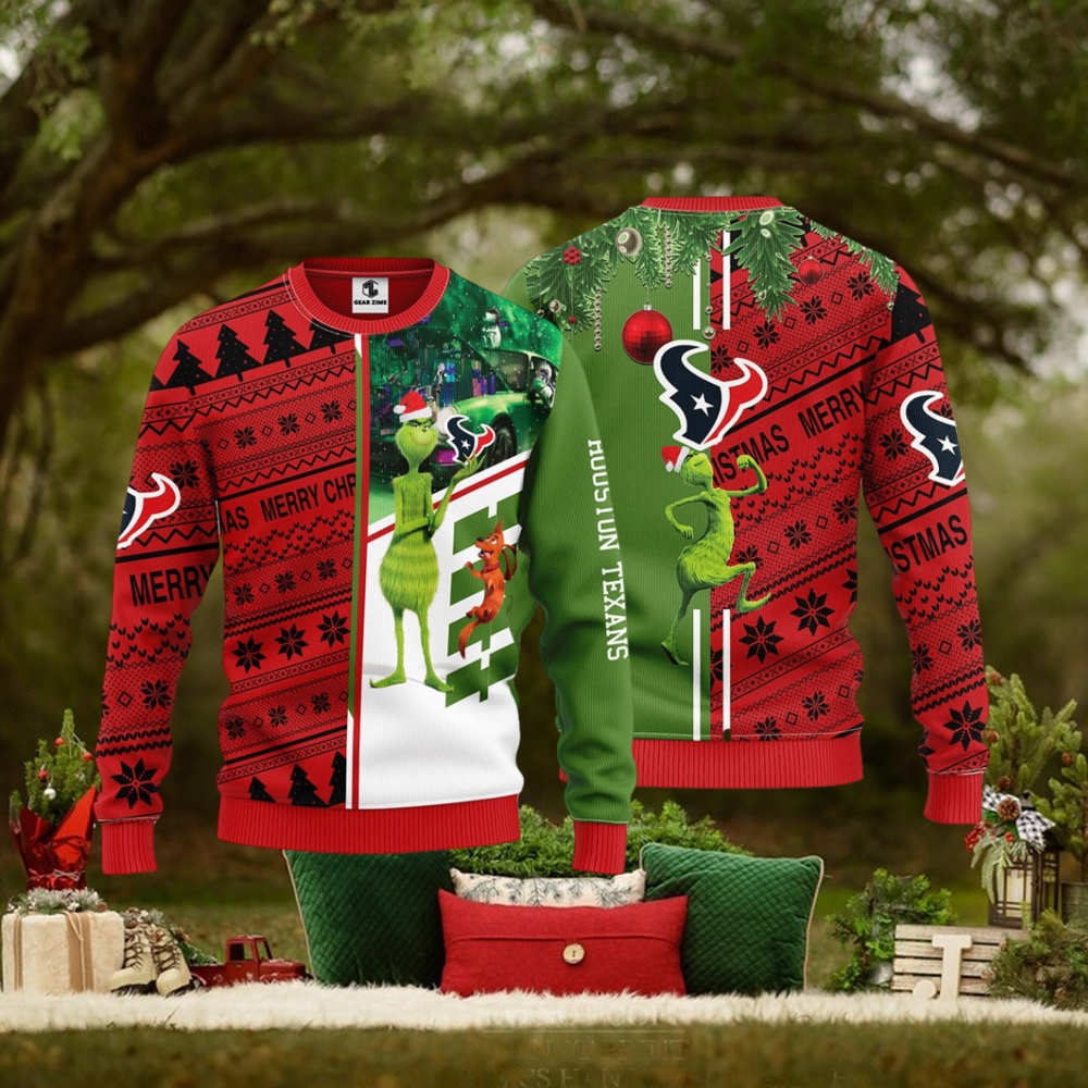 Houston Texans Grinch & Scooby Doo Christmas Ugly Sweater 1