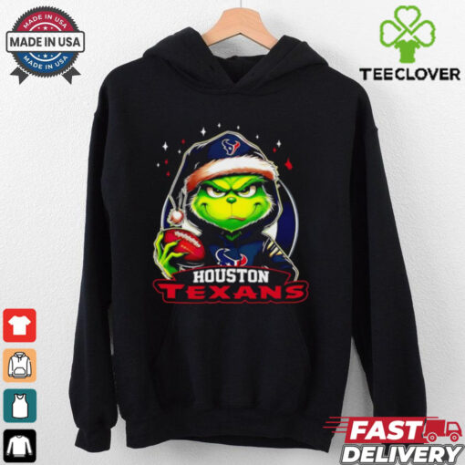 Houston Texans Grinch wearing Santa hat Christmas 2024 shirt