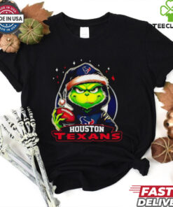 Houston Texans Grinch wearing Santa hat Christmas 2024 shirt