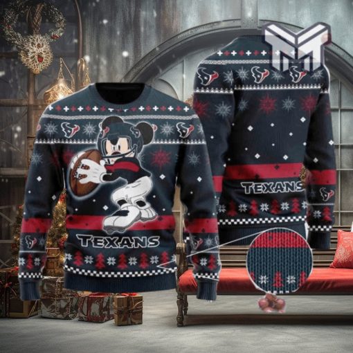Houston Texans Mickey Mouse Funny All Over Print Ugly Christmas Sweater