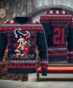 Houston Texans Mickey Mouse Santa Ugly Christmas Sweater