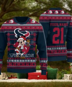 Houston Texans Mickey Mouse Santa Ugly Christmas Sweater