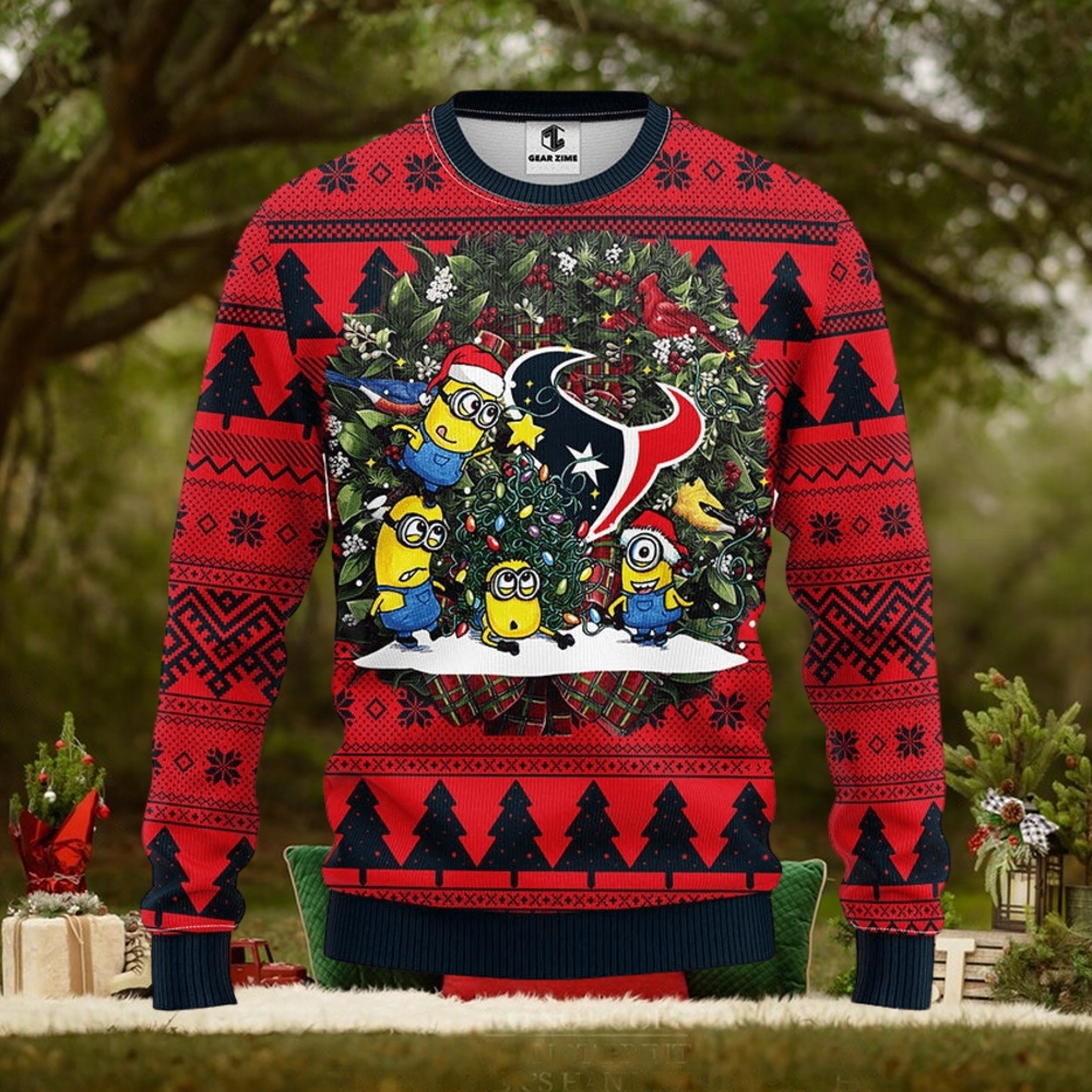 Houston Texans Minion Christmas Ugly Sweater - Teeclover