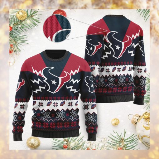Houston Texans NFL Football Team Logo Symbol 3D Ugly Christmas Sweater Shirt Apparel For Men And Women On Xmas Days